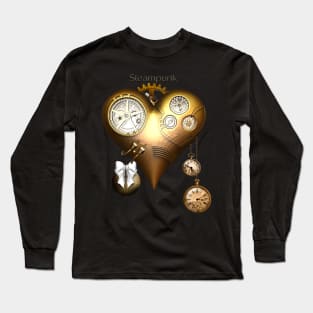 Steampunk heart, clocks and gears Long Sleeve T-Shirt